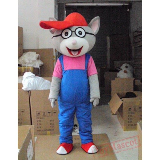 Glasses, Mouse, Big Cats Baby Cartoon Character Costume Cosplay Mascot