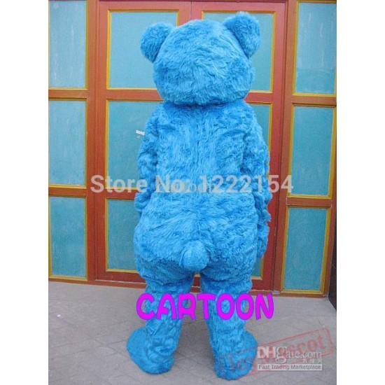 Adult Plush Blue Bear Mascot Costume