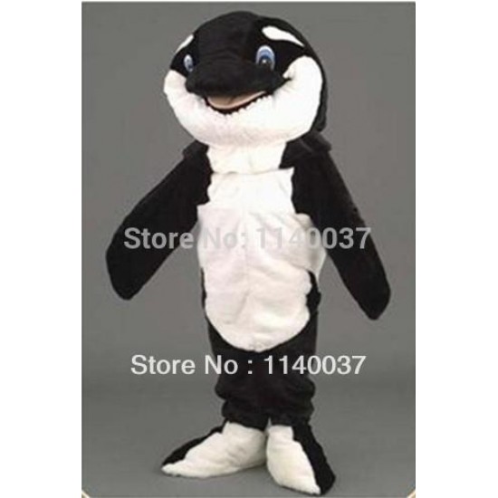 Black Orca Mascot Adult Plush Mascot Costume