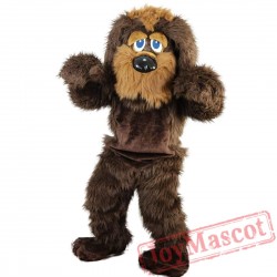 Brown Long Hairy Dog Mascot Costume Adult