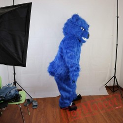 Blue Long Hairy Bear Mascot Costume Adult