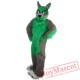 Long Hair Green Wolf Mascot Costume Adult