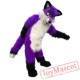 Long Hair Purple Wolf Mascot Costume Adult