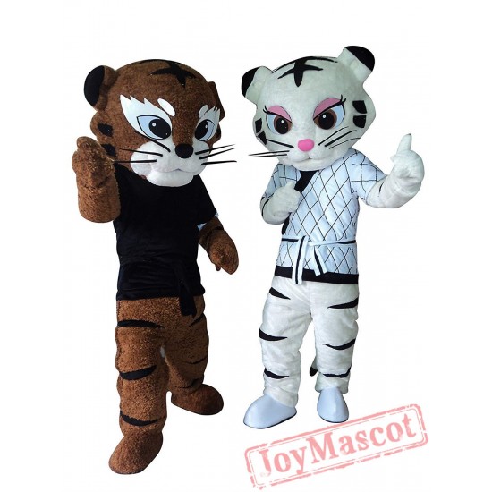 Kung Fu Judo Tiger Tigress Cartoon Mascot Costume