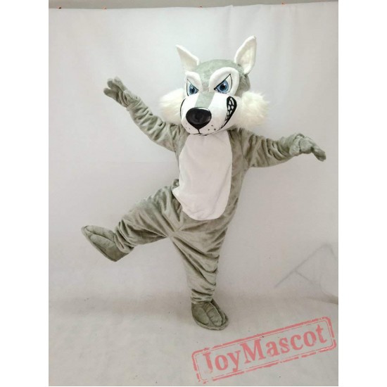Fierce Adult Gray Wolf Mascot Costume