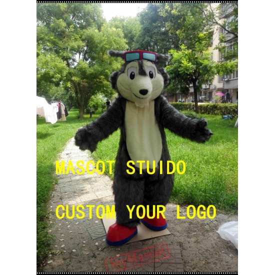 Grey Big Wolf Mascot Costume