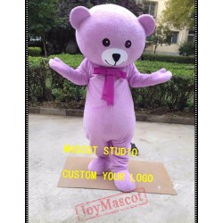 Purple Teddy Bear Mascot Costume