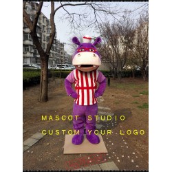 Purple Hippo Mascot Costume