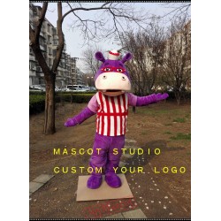 Purple Hippo Mascot Costume