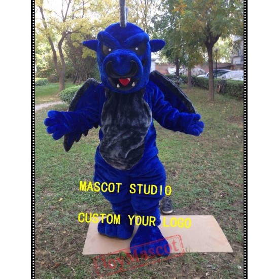 Blue Grey Dragon Mascot Costume